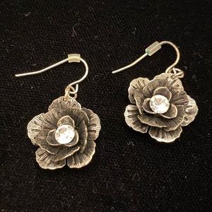 Premier Designs Eden Silver and Crystal Flower Earrings